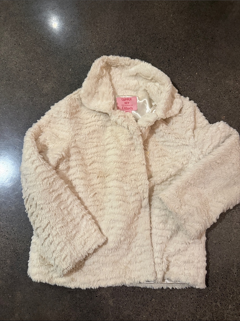 Copper Key Cream Plush Sherpa Coat for Kids